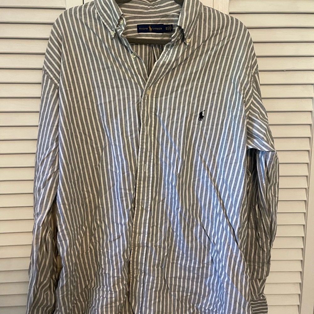 Polo by Ralph Lauren Men's Gray Striped Shirt